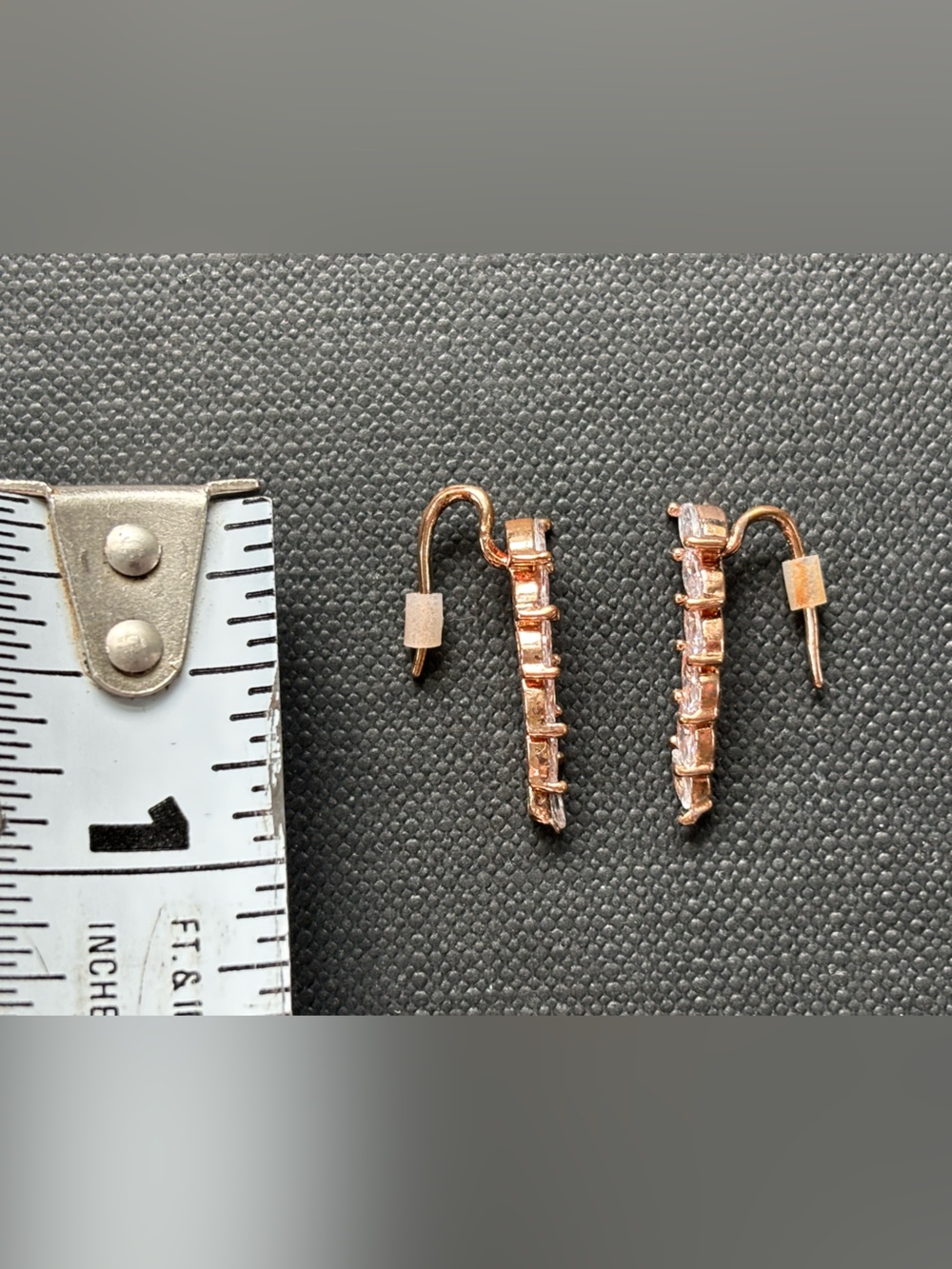 Rose Gold Crystal Leaf Drop Earrings - Women Jewelry - Picture 4 of 4